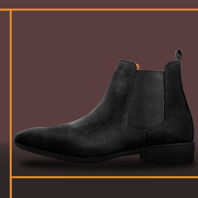 YUVRATO BAXI Men's Suede Material Casual Formal Slip-On Party Wear Boot Casuals For Men(Black , 7)