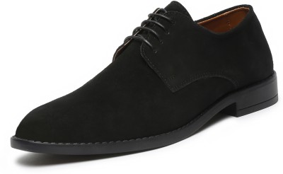 LOUIS STITCH Obsidian Black Italian Suede Leather Laceup Casual Shoes for Men - UK 8 (SXSUPL) Lace Up For Men(Black)