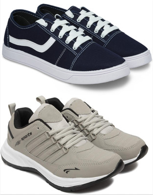 Free Kicks Combo Of 2 Shoes FK- Sneakers For Men(Grey , 8)