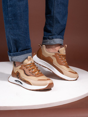 Big Liner Trendy Sports Running Running Shoes Sneakers For Men(Tan , 8)