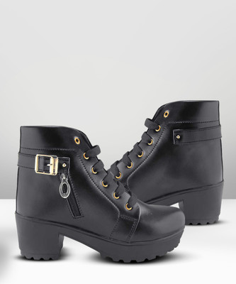 SILVER CAT Perfect Stylish,Trending High Ankle Boots For Women Boots For Women(Black , 4)