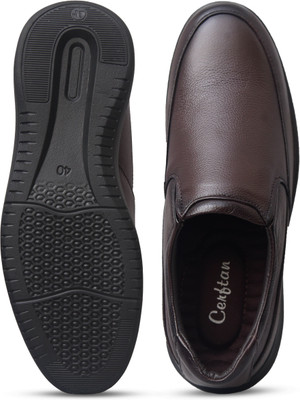 CERFTAN Men’s Tan Brown Slip-On Formal Shoes – Comfortable Leathe Slip On For Men(Brown , 6)