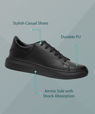 Roadster Casual Sneakers Lace-Up-|Outdoor|-Synthetic Leather Party Wear Shoes For Men Sneakers For Men(Black , 10)