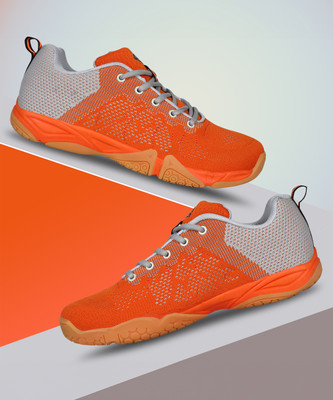 NIVIA GLISTER 2.0 Badminton Shoes For Men(Orange, Grey , 8)