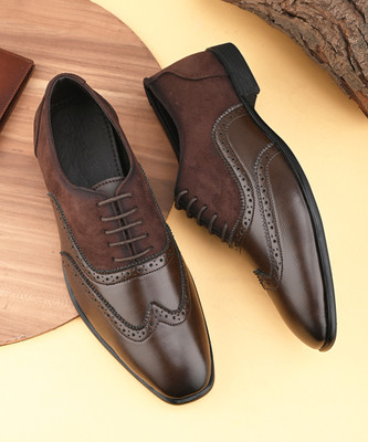 House of Pataudi Men Brown Faux Leather Formal Lace Up Derby Derby For Men(Brown , 7)