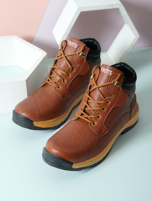 TROTTS Royal Look Party Wear Shoes For Men Casual Shoes Latest Synthetic Boots Boots For Men(Tan , 6)