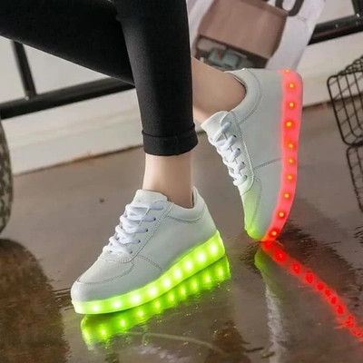 VENDOZ WOMEN LED SHOES WITH USB RECHARGING CABLE Sneakers For Women(White , 3)