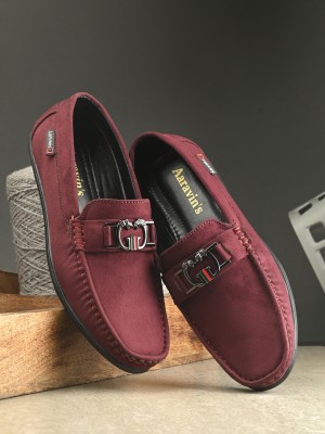 Aaravin's Loafers For Men(Maroon , 8)