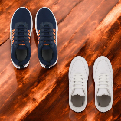 Skystring Walking Shoes For Men(Navy, Orange, White , 10)