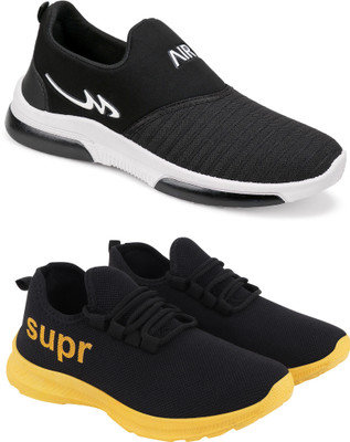 Free Kicks Combo Of 2 Shoes FK-Mexico & FK-412 Sneakers For Men(Yellow , 9)