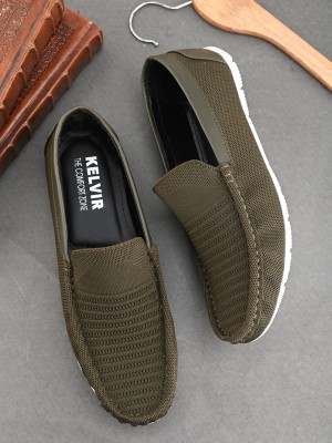 Kelvir Knit Loafers Shoes For Men | Lightweight, Formal and Stylish Loafers For Men(Olive , 6)