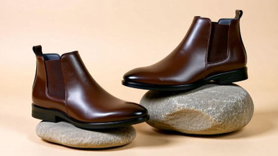 Next Walk Men's Slip On Fashion Chelsea Boots | High Tops, Soft Cushioned Insole, Trendy Boots For Men(Brown , 8)