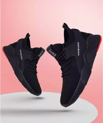 BOKZZON Modern gym shoes for men – stylish sport shoes for men running sneakers Running Shoes For Men(Black , 10)