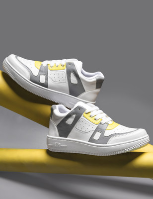 Froh Feet Women's Casual Sneakers Lace-up Shoes Comfortable Lightweight Cushion Insole Sneakers For Women(Grey, White , 4)