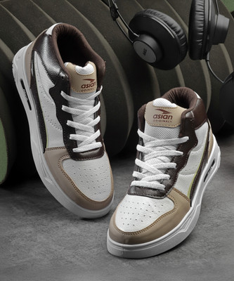 asian Casual Sneaker Shoes For Men|| Soft Cushioned Insole || Boston-11 High Tops For Men(White , 10)