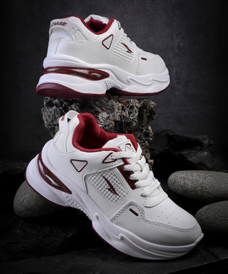 asian Casual Sneaker Shoes For Women | Stylish and Comfortable | AROMA-03 Sneakers For Women(White, Maroon , 6)