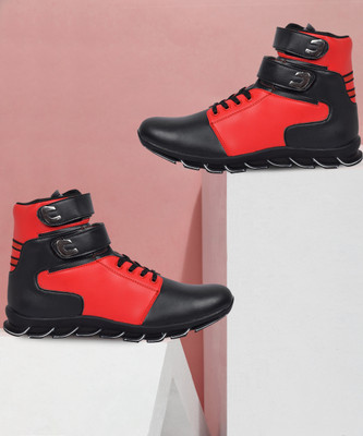 DESTA Comortable Ankle Boot Boots For Men(Black, Red , 6)