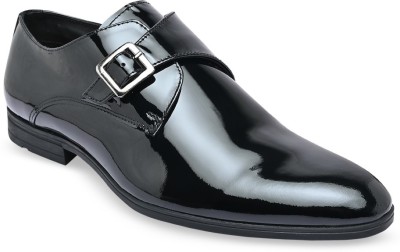 REGAL Imperio By Regal Black Mens Patent Leather Monks Monk Strap For Men(Black , 8)