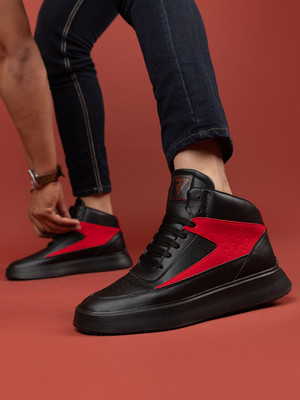 RUN SEVEN ( by GO21 ) Soft Insole, Slip-Resistance|Walking Casual High Tops For Men(Black , 9)