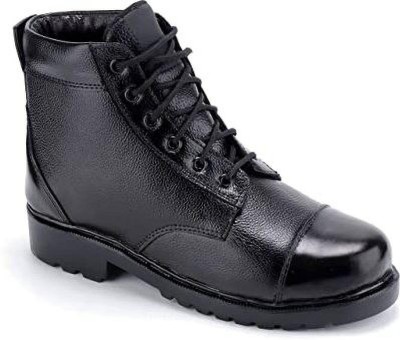 TENDER TSF TENDER TSF pure leather officer class Army Boot for men (Black) Lace Up For Men(Black)