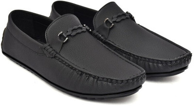N N CREACTION Leather Loffer | Loofer |lophar | Casual Loafers For Men(Black , 12)