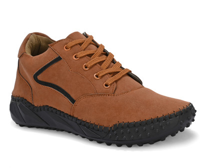 Dalvion Premium Synthetic Suede Look Durable Sports Casual Sneakers Casuals For Men(Brown, Black , 9)