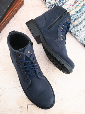 KILLER Men's Casual Outdoor High Top Lace Up Boots, Comfortable Hiking and Trekking Boots For Men(Blue , 7)