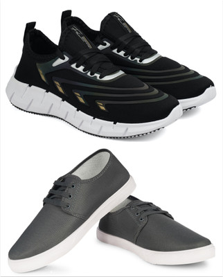 Free Kicks Combo Of 2 Shoes FK- B3-Wave & FK-201 Sneakers For Men(Grey , 9)