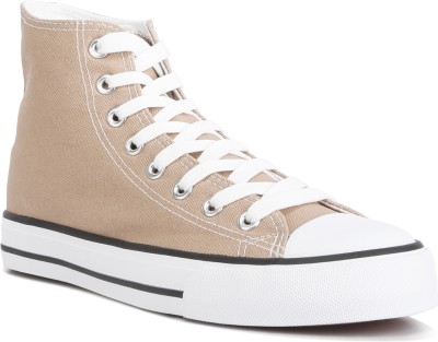 London Rag Beige High Top Basketball Canvas Sneakers High Tops For Men(Beige , 5)