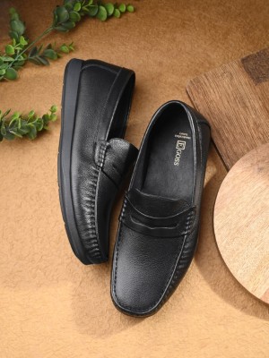 EGOSS Comforts Premium Genuine Leather Loafers For Men(Black)