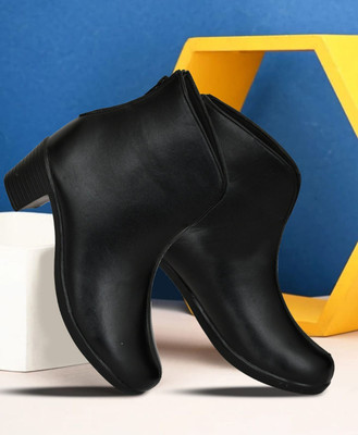 VECHLO Vechlo Synthetic Women’s Heel Boots Trendy, Lightweight & Comfortable Fit Boots For Women(Black , 7)