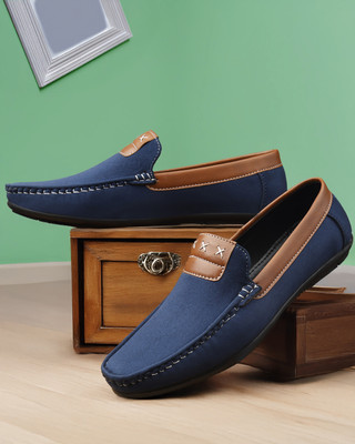 Thivim Deziner Mens Black Casual Ethnic Wear Loafers For Diwali Loafers For Men(Blue , 6)