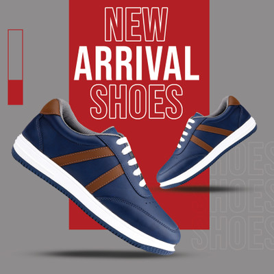 BXXY Men's New Stylish Blue Casual Sneaker Laceup Light Weight Shoes Outdoors For Men(Blue , 9)