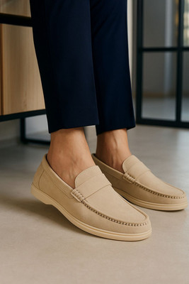 Stomped Men’s Classic Beige Slip-On Loafers – Premium Comfort & Style Loafers For Men 03 Loafers For Men(Beige , 10)