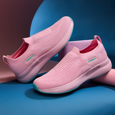 CAMPUS ANNIE Women's Casual Shoes | Sock-Like Fit | Integrated FoamLite Tech | Slip On Walking Shoes For Women(Pink , 7)