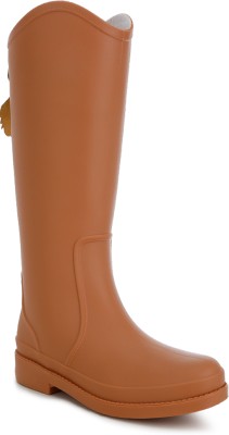 London Rag Charm Detail Calf Rain Boots Boots For Women(Brown , 7)