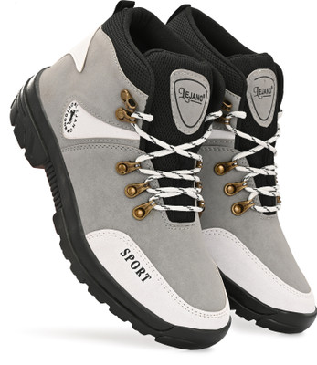 lejano High Tops For Men(Grey, White, Black , 6)