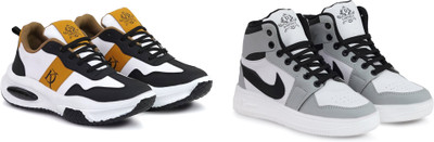 DARTKICK Versatile Casual Shoes for Men – Smart, Sleek & Comfortable Casuals For Men(White, Grey, White, Orange , 10)