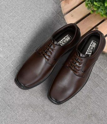 Aaeshu AAESHU Men’s Stylish Leather Lace-Up Shoes | Casual & Formal Office Wear Lace Up For Men(Brown , 9)