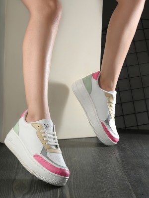 Knoos Sneakers For Women(Pink, White , 5)