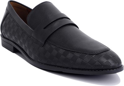 LOUIS STITCH Mens Black Formal Slipon Mocassin Shoes for Men (RGMCSQJB) - UK 9 Mocassin For Men(Black)