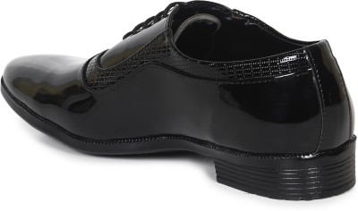 HIKBI Patent Leather Formal Shoes|Party Wear|Lightweight ComfortTrendy Premium Stylish Lace Up For Men(Black)