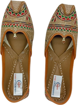 SMRWorld Leather Punjabi Juti Bellies For Women(Gold , 5)