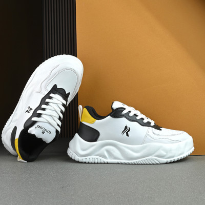 Rowlans comfortable,durable,sport shoes,walking & gym Sneakers For Women(White, Black , 5)