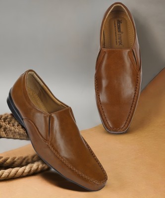 Paragon Leather Formal Shoes |Easy Wear Slip On|Soft Cushioned|Comfortable Derby For Men(Tan , 6)