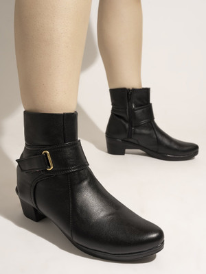 SHOETOPIA Boots For Women(Black , 6)
