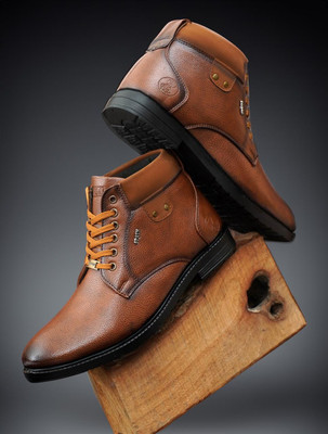 TRM Men’s Leather Boots – Stylish, Durable & Comfortable Casual Footwear Boots For Men(Tan , 10)
