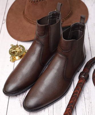 LOUIS STITCH Handmade Brunette Brown Chelsea Boots for Riding Biking for Men - RGCL - UK 7 Boots For Men(Brown , 7)