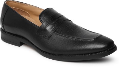Teakwood Leathers Men Brown Texture Genuine Leather Slip-on Shoes Slip On For Men(Black)