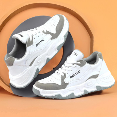 radtac Premium White Grey Sneakers Streetwear-Ready Shoes for Men Party Wear For Men(Grey, White , 8)